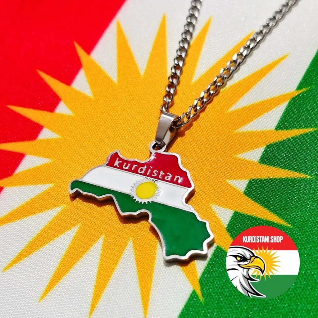 Kurdistan Kolyesi Gümüş (Gri) Renkli Paslanmaz Çelik