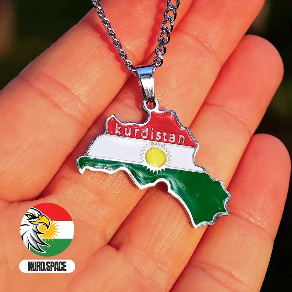 Kurdistan Kolyesi Gümüş (Gri) Renkli Paslanmaz Çelik