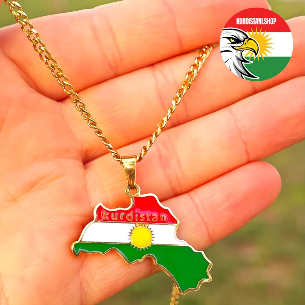 Kurdistan Kolyesi Gold (Sarı) Renkli & Yazılı | Paslanmaz Çelik