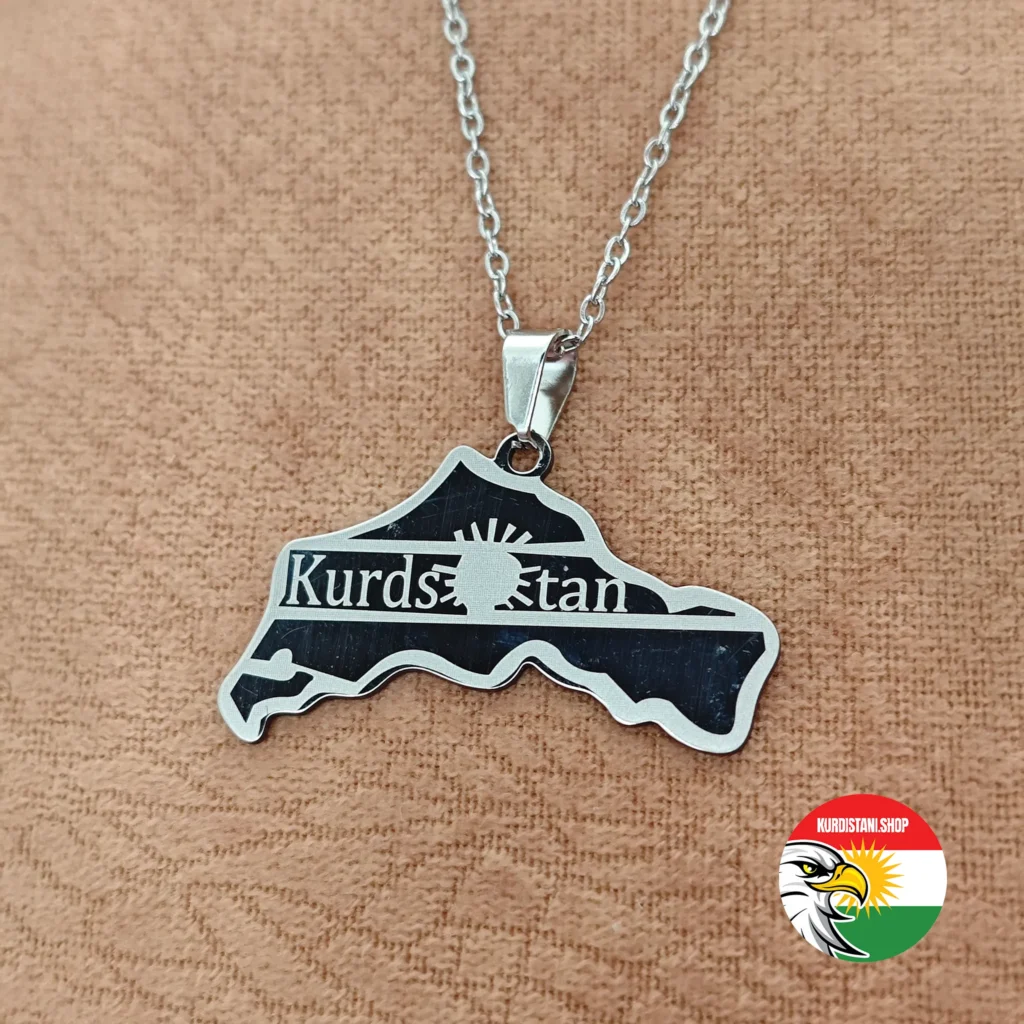 Kurdistan Haritası Kolyesi Silver (Gri) Renksiz Paslanmaz Çelik