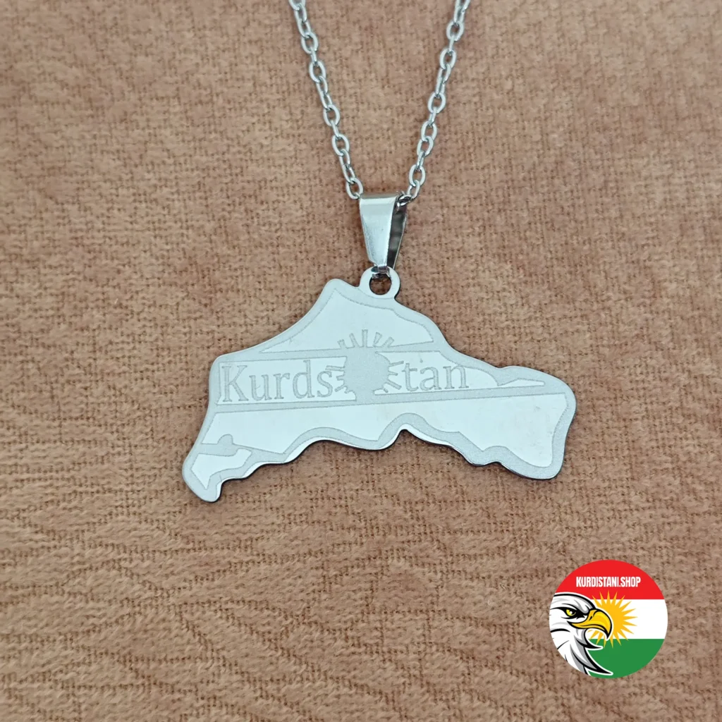 Kurdistan Haritası Kolyesi Silver (Gri) Renksiz Paslanmaz Çelik