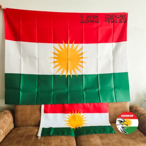 Kürdistan Bayrağı 150x200 cm Tek Taraf Baskılı Saten Kumaş Devasa Boy