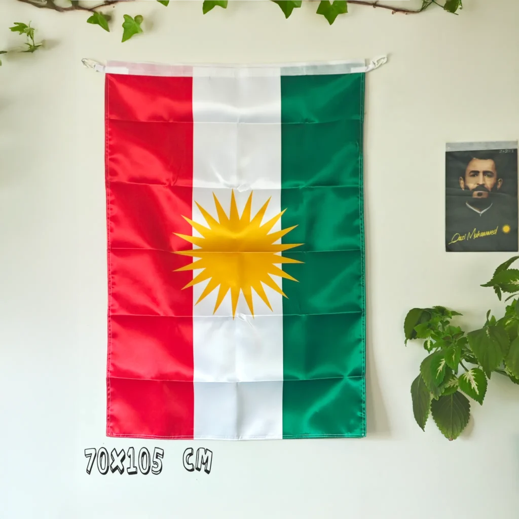 Kürdistan Bayrağı 100x150 cm Çift Taraf Baskılı Saten Kumaş Ala Rengin