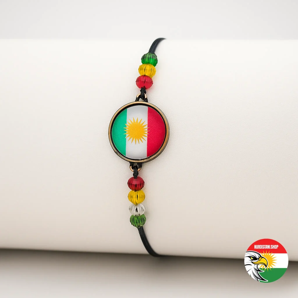 bileklik9 Kurdistan Bayraklı Siyah İpli Bileklik