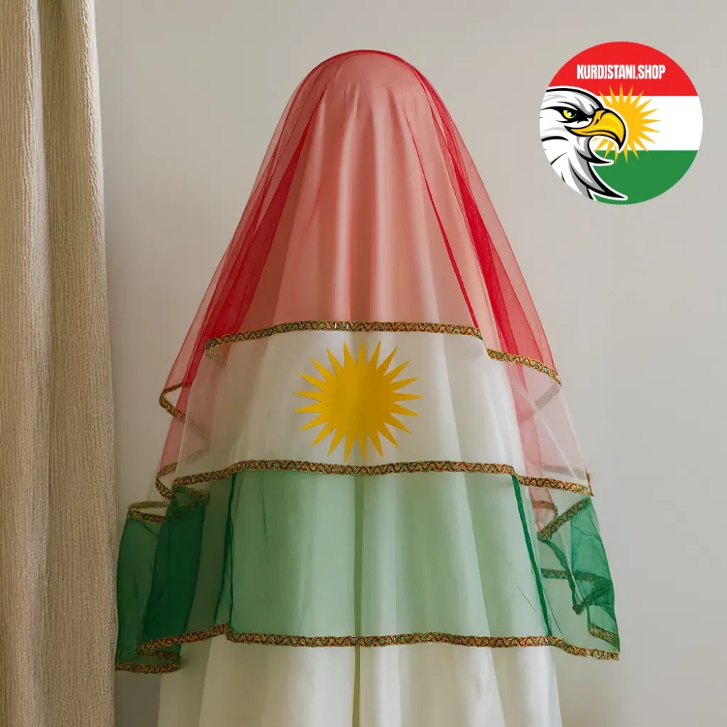 duvak2 Kurdistan Bayraklı Gelin Duvak | Özel Püskül Dikimli