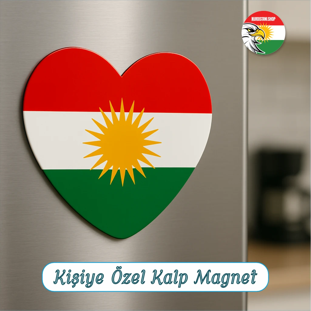 kalp-magnet Kişiye Özel Tasarımlı Kalp Magnet Kürdistan Bayraklı Magnet
