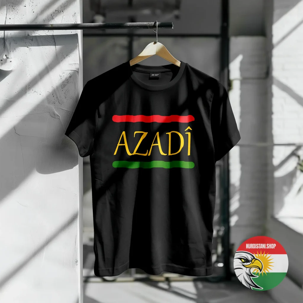 3azd Kaliteli Baskı Kurdistani Tişörtler Siyah Penye Kumaş