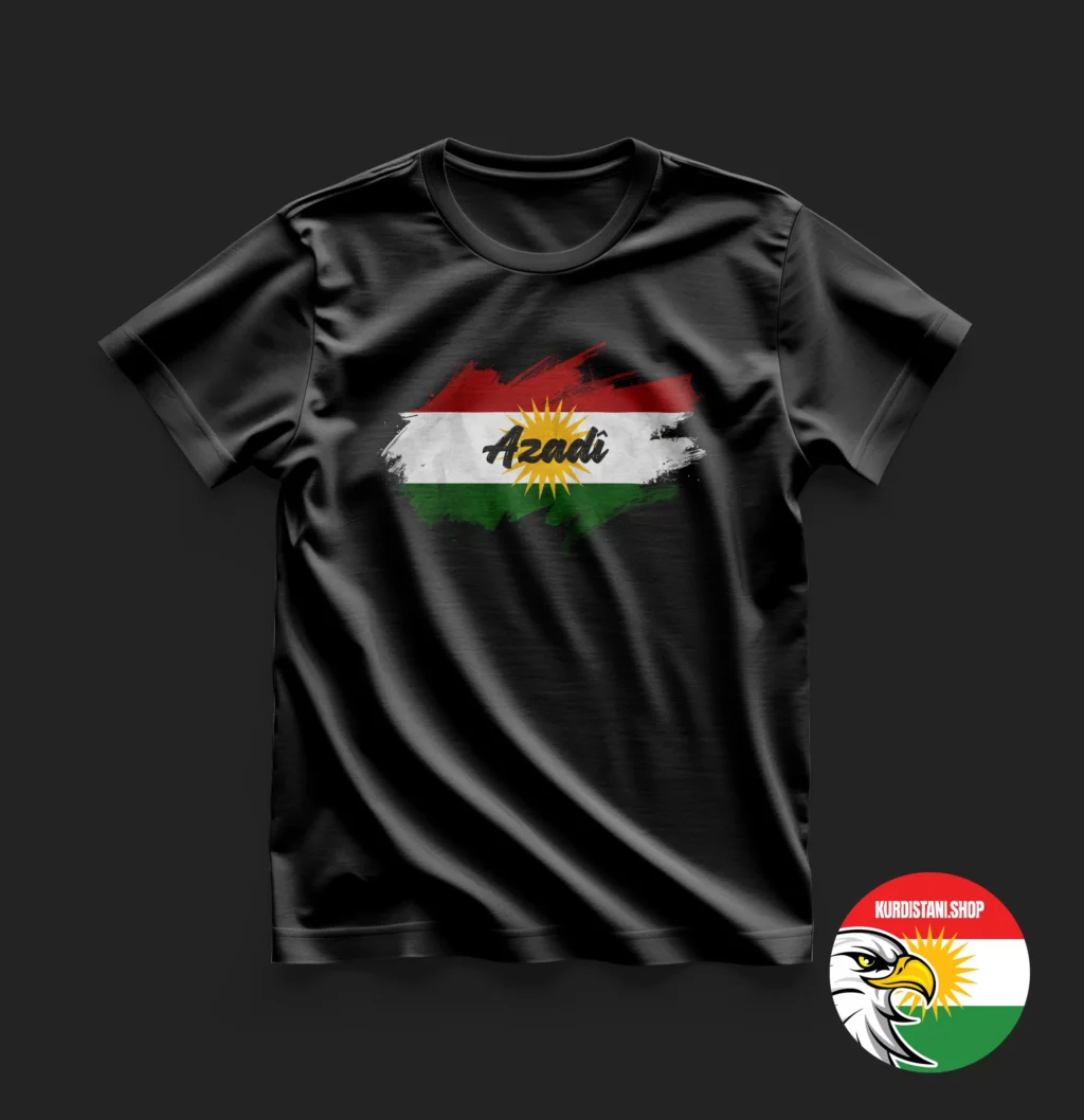 azadi Kaliteli Baskı Kurdistani Tişörtler Siyah Penye Kumaş