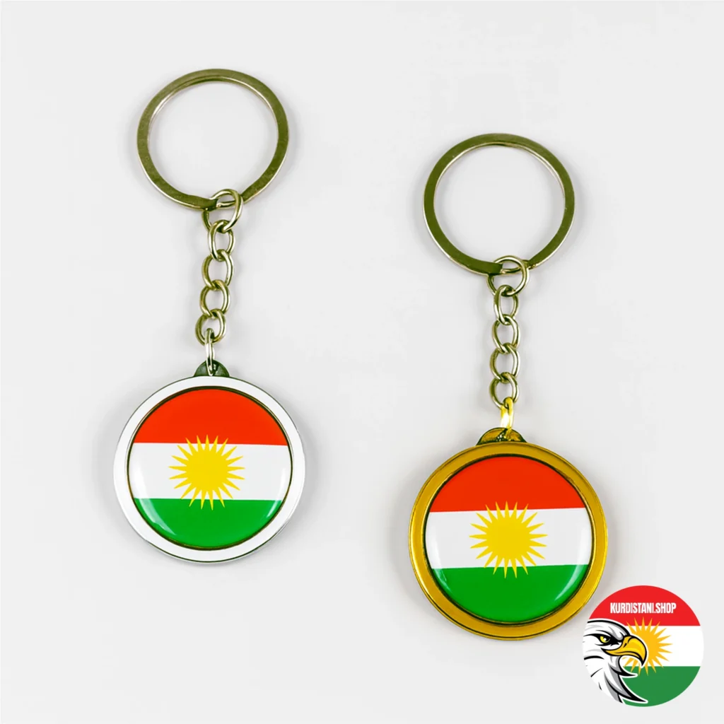 dual-anahtar Kurdistan Bayraklı Anahtarlık | Çift Taraflı Damla Etiketli Şık Anahtarlık
