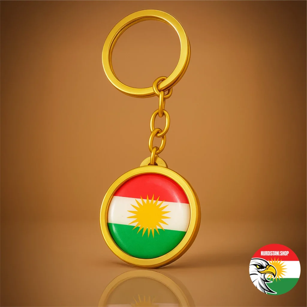 gold-anahtar Kurdistan Bayraklı Anahtarlık | Çift Taraflı Damla Etiketli Şık Anahtarlık