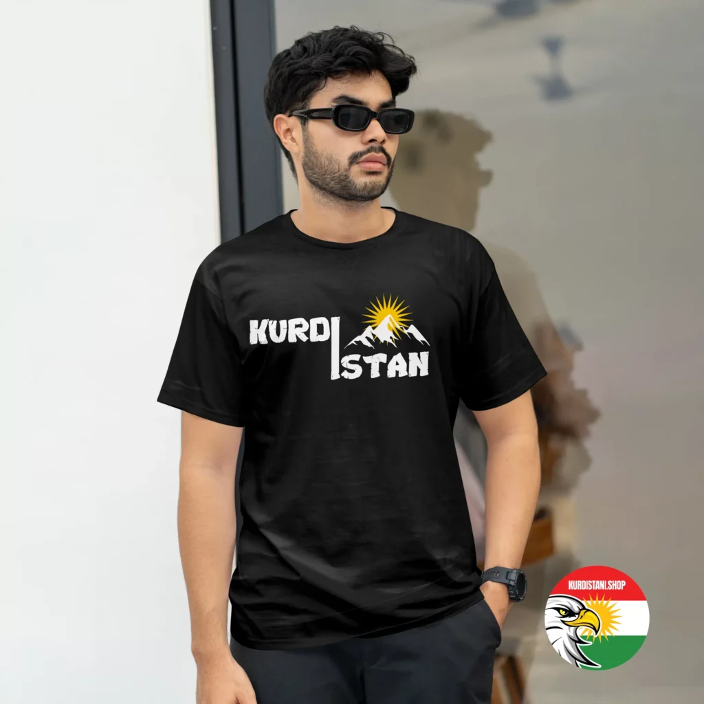 krddag Kaliteli Baskı Kurdistani Tişörtler Siyah Penye Kumaş