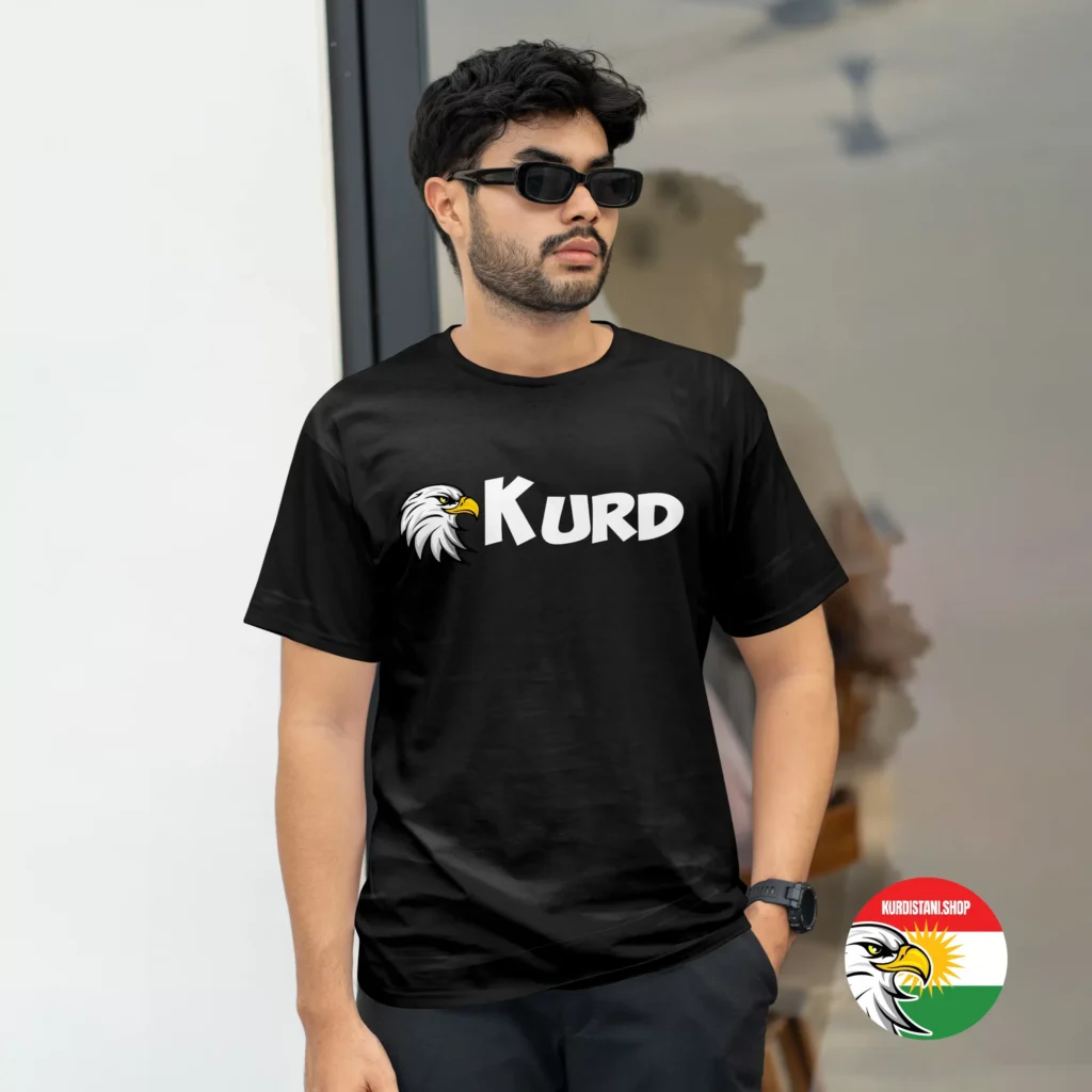 kurd Kaliteli Baskı Kurdistani Tişörtler Siyah Penye Kumaş