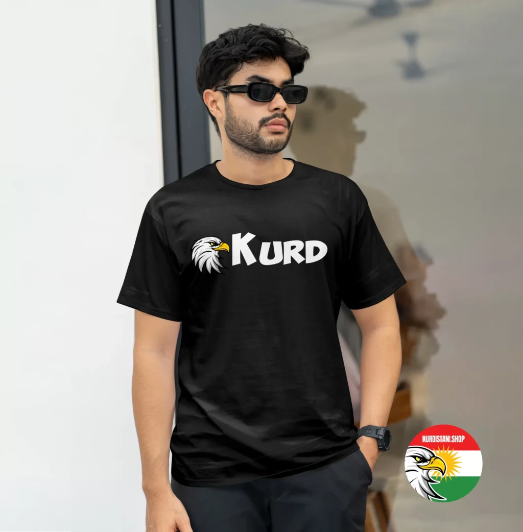 kurd Kaliteli Baskı Kurdistani Tişörtler Siyah Penye Kumaş