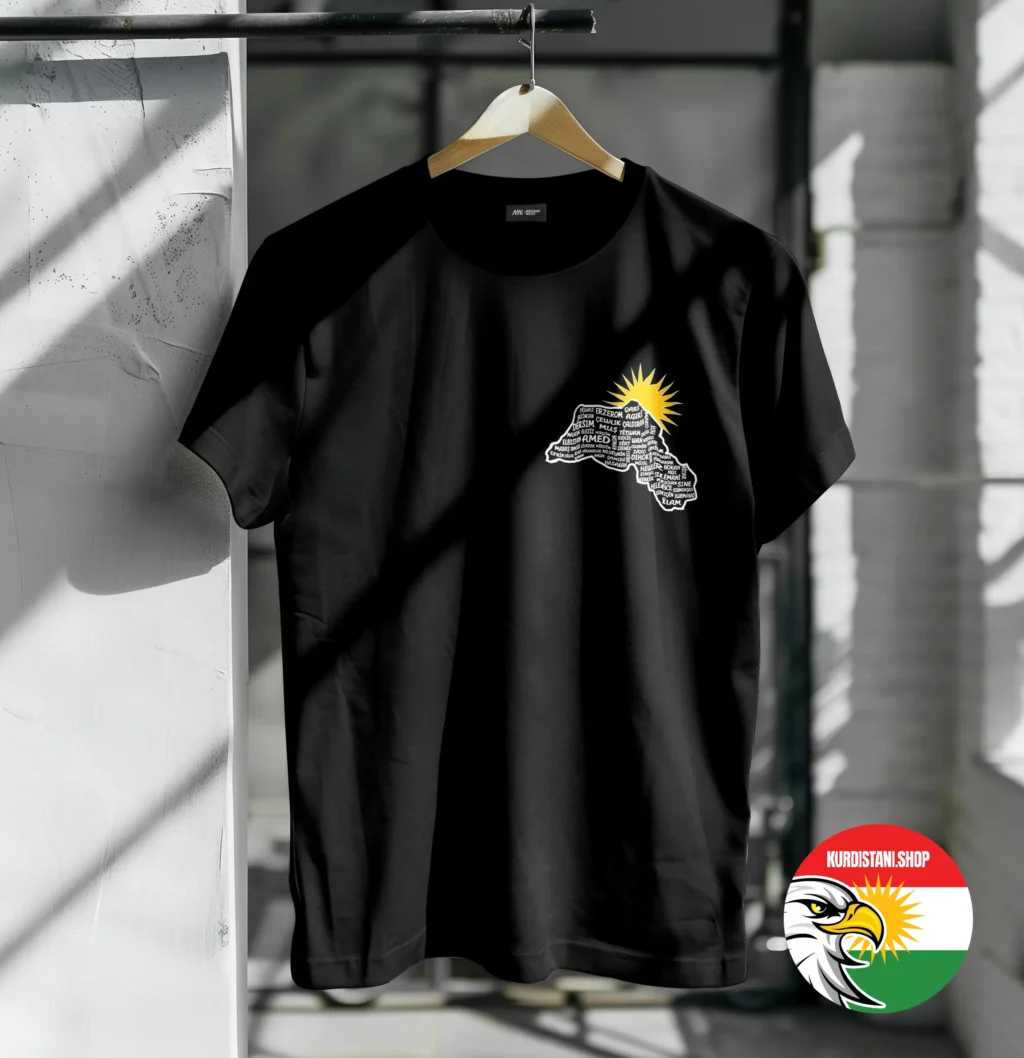 mapp Kaliteli Baskı Kurdistani Tişörtler Siyah Penye Kumaş