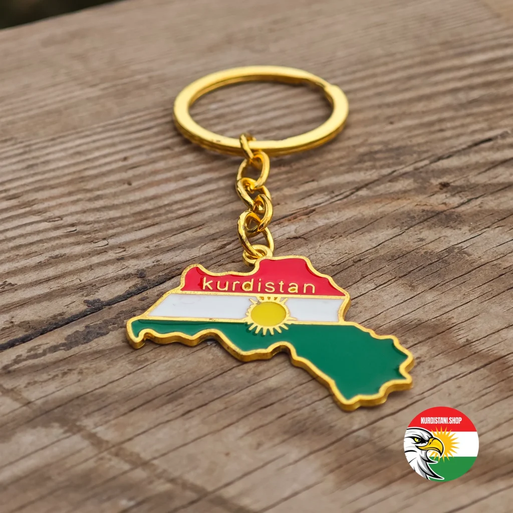 anahtarlik-2026 Kurdistan Haritalı Anahtarlık | Kurdistan Keychain | Gold (Sarı)