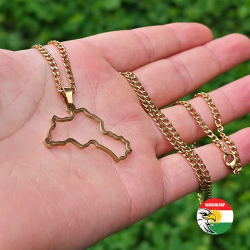 gold-bos Kurdistan Haritası Sınırları Kolyesi | Gold (Sarı) | Paslanmaz Çelik