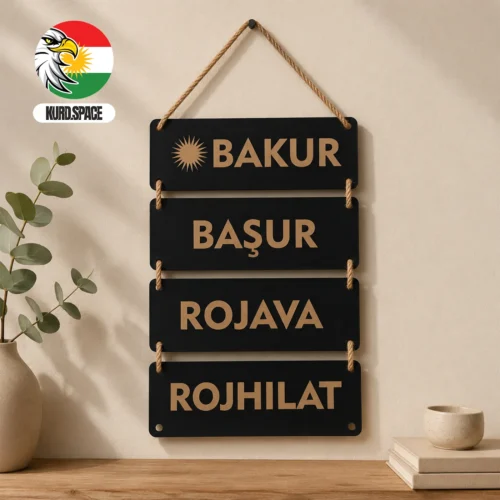 4parça Kurdistan Bölgeleri 4 Parça Plaka Dekorasyon